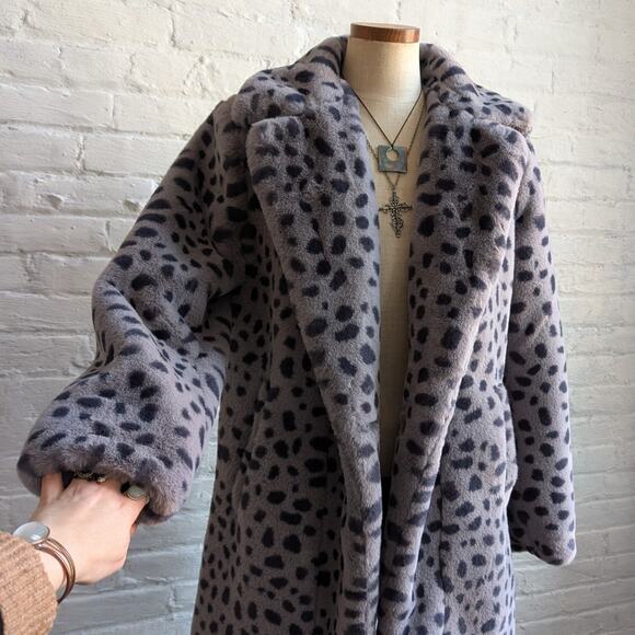 Y2K Cheetah Faux Fur Mobwife Coat Leopard Animal Print Plush Fuzzy Furry Jacket - Picture 5 of 11